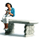 GRAY CARVED STONE BENCH
